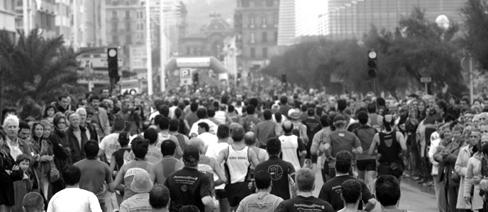 
La Zurriola pleine de coureurs